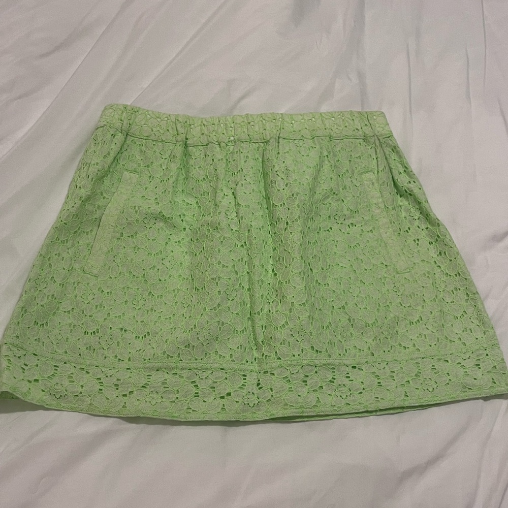 JCrew Neon Green Floral Pull-on Skirt - M